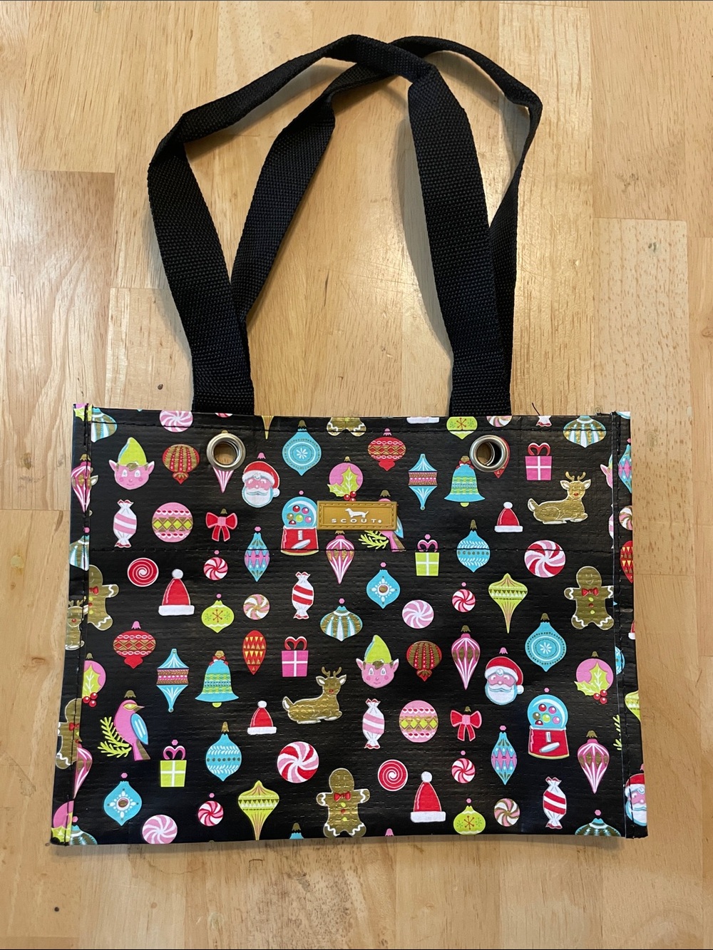 Scout Black Holiday Ornament & Candy Print Tote